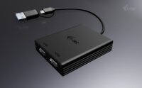 i-tec CADUAL4KHDMI USB-C / USB-A - 2x HDMI Videó Adapter - Fekete