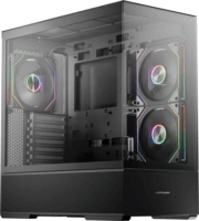 LC Power 812B Onyx Vision Midi Torony Számítógépház + 4db 120mm ventilátor - Fekete