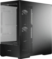 LC Power 812B Onyx Vision Midi Torony Számítógépház + 4db 120mm ventilátor - Fekete