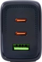 Bluestork PW-65-CCA-B USB-A / 2× USB-C Hálózati Gyorstöltő Adapter 65W + 2m USB-C Kábel - Fekete