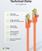 Goobay 91615 S/FTP Cat7 RJ45 600MHz (Cat6a 500MHz) Patch kábel 3m - Narancssárga