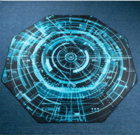 Iris Gamer Electric 118x118cm szögletes padlóvédő székalátét - Fekete/Kék