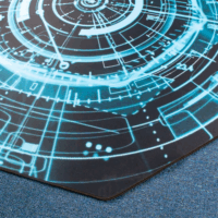 Iris Gamer Electric 118x118cm szögletes padlóvédő székalátét - Fekete/Kék