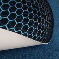 Iris Gamer Blue Hexagon 120cm átmérőjű hatszög mintás kerek padlóvédő székalátét - Fekete/Kék