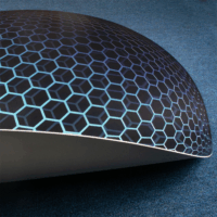 Iris Gamer Blue Hexagon 120cm átmérőjű hatszög mintás kerek padlóvédő székalátét - Fekete/Kék