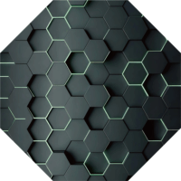 Iris Gamer 3D hexagon 118x118cm hatszög mintás szögletes padlóvédő székalátét - Fekete