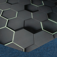 Iris Gamer 3D hexagon 118x118cm hatszög mintás szögletes padlóvédő székalátét - Fekete