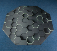 Iris Gamer 3D hexagon 118x118cm hatszög mintás szögletes padlóvédő székalátét - Fekete
