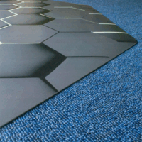 Iris Gamer 3D hexagon 118x118cm hatszög mintás szögletes padlóvédő székalátét - Fekete