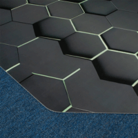Iris Gamer 3D hexagon 118x118cm hatszög mintás szögletes padlóvédő székalátét - Fekete