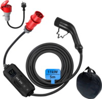Immax Evse NSE001 HGordozható Elektromos autó töltő - Fekete (11kW - 16A / 5m Type-2)