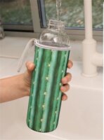 Kikkerland CU248 Újratölthető Kulacs 600ml - Kaktusz mintás
