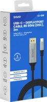 Savio CL-208 USB-C 3.1 apa - DisplayPort 1.4 apa 8K 60Hz Összekötő kábel 2m - Fekete/Ezüst