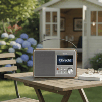 Albrecht DR 862 DAB+ FM Hordozható Asztali Rádió - Szürke / Fa