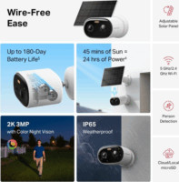 Mercusys MC410 Smart Wifi 3MP napelemes Okos Kamera - Fehér
