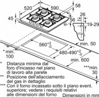 Bosch PNP6B6K40 Serie 4 Beépíthető 4 zónás Gáz Főzőlap - Fekete