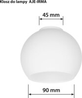 Activejet Üveg Lámpabúra Irma lámpához 13 x 10 x 9,5 cm - Fehér