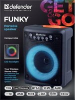 Defender Funky 1.0 Hordozható Bluetooth Hangszóró 10W - Fekete