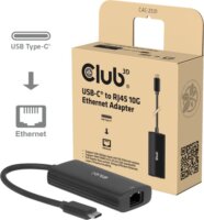 Club 3D CAC-2531 USB-C apa - RJ45 anya 10G Átalakító Adapter - Fekete