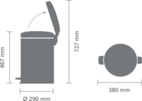 Brabantia Treteimer Newicon 20 literes pedálos rozsdamentes acél szemetes - Szürke