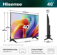 Hisense 40í" 40A49S 16:9 Full HD LED Smart Vidaa TV