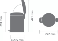 Brabantia Newicon 5 literes pedálos acél szemetes - Szürke