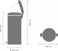 Brabantia Newicon 30 literes pedálos acél szemetes - Szürke