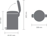 Brabantia Newicon 12 literes pedálos acél szemetes - Szürke