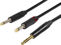 SSQ JSJM2 SS-1453 6.3mm Sztereó Jack Apa - 2x 6.3mm Mono Jack Apa Kábel 2m - Fekete