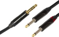 SSQ JSJM2 SS-1453 6.3mm Sztereó Jack Apa - 2x 6.3mm Mono Jack Apa Kábel 2m - Fekete
