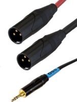 SSQ MIXLR3 Jack 3,5 mm Sztereó apa - 2x 3-tűs XLR apa kábel 3m - Fekete