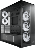 Arctic Xtender Clear Midi Torony Számítógépház + 2db 120mm ventilátor + 3db 140mm ventilátor - Fekete