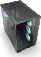 Sharkoon Steel Shark Midi Torony Számítógépház + 4db 120mm ventilátor - Fekete
