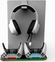 BlackBird BHDZ504 PS5 RGB Ventilátoros Konzol hűtő Töltő állomás és Játék tartó - Fehér