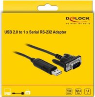 Delock 66282 USB A 2.0 apa - RS232 DB9 apa 1.8m Átalakító Adapter 1.8m - Fekete