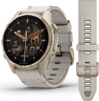 Garmin Fenix 8 AMOLED Érintőképernyős Okosóra 43mm Homokkő bőrszíjjal + Homokkő / Szürke szilikon szíjjal - Krémarany / Titanium