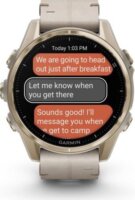 Garmin Fenix 8 AMOLED Érintőképernyős Okosóra 43mm Homokkő bőrszíjjal + Homokkő / Szürke szilikon szíjjal - Krémarany / Titanium