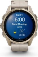 Garmin Fenix 8 AMOLED Érintőképernyős Okosóra 43mm Homokkő bőrszíjjal + Homokkő / Szürke szilikon szíjjal - Krémarany / Titanium