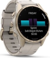 Garmin Fenix 8 AMOLED Érintőképernyős Okosóra 43mm Homokkő bőrszíjjal + Homokkő / Szürke szilikon szíjjal - Krémarany / Titanium