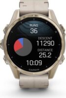 Garmin Fenix 8 AMOLED Érintőképernyős Okosóra 43mm Homokkő bőrszíjjal + Homokkő / Szürke szilikon szíjjal - Krémarany / Titanium