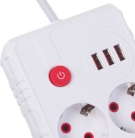 Maclean MCE387 W 3x USB-A Hálózati Elosztó 2 aljzatos 1.5m - Fehér
