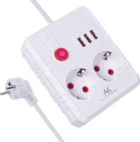 Maclean MCE387 W 3x USB-A Hálózati Elosztó 2 aljzatos 1.5m - Fehér