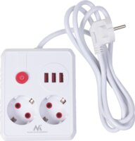 Maclean MCE387 W 3x USB-A Hálózati Elosztó 2 aljzatos 1.5m - Fehér