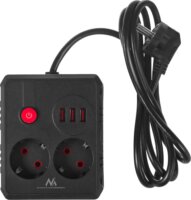 Maclean MCE387 B 3x USB-A Hálózati Elosztó 2 aljzatos 1.5m - Fekete