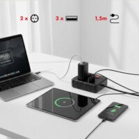 Maclean MCE387 B 3x USB-A Hálózati Elosztó 2 aljzatos 1.5m - Fekete