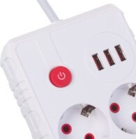 Maclean MCE388 W 3x USB-A Hálózati Elosztó 2 aljzatos 3m - Fehér