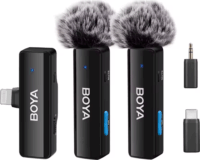 Boya BOYALINK V2.0 Wireless USB-C/ Lightning csiptetős mikrofon szett - Fekete