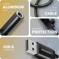 Axagon ADA-HA USB-A apa - 3.5mm Jack anya DAC Audio Adapter - Fekete