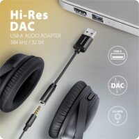 Axagon ADA-HA USB-A apa - 3.5mm Jack anya DAC Audio Adapter - Fekete