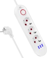 Maclean MCE394 W 3xUSB-A Hálózati Elosztó 3 aljzatos 1.5m - Fehér